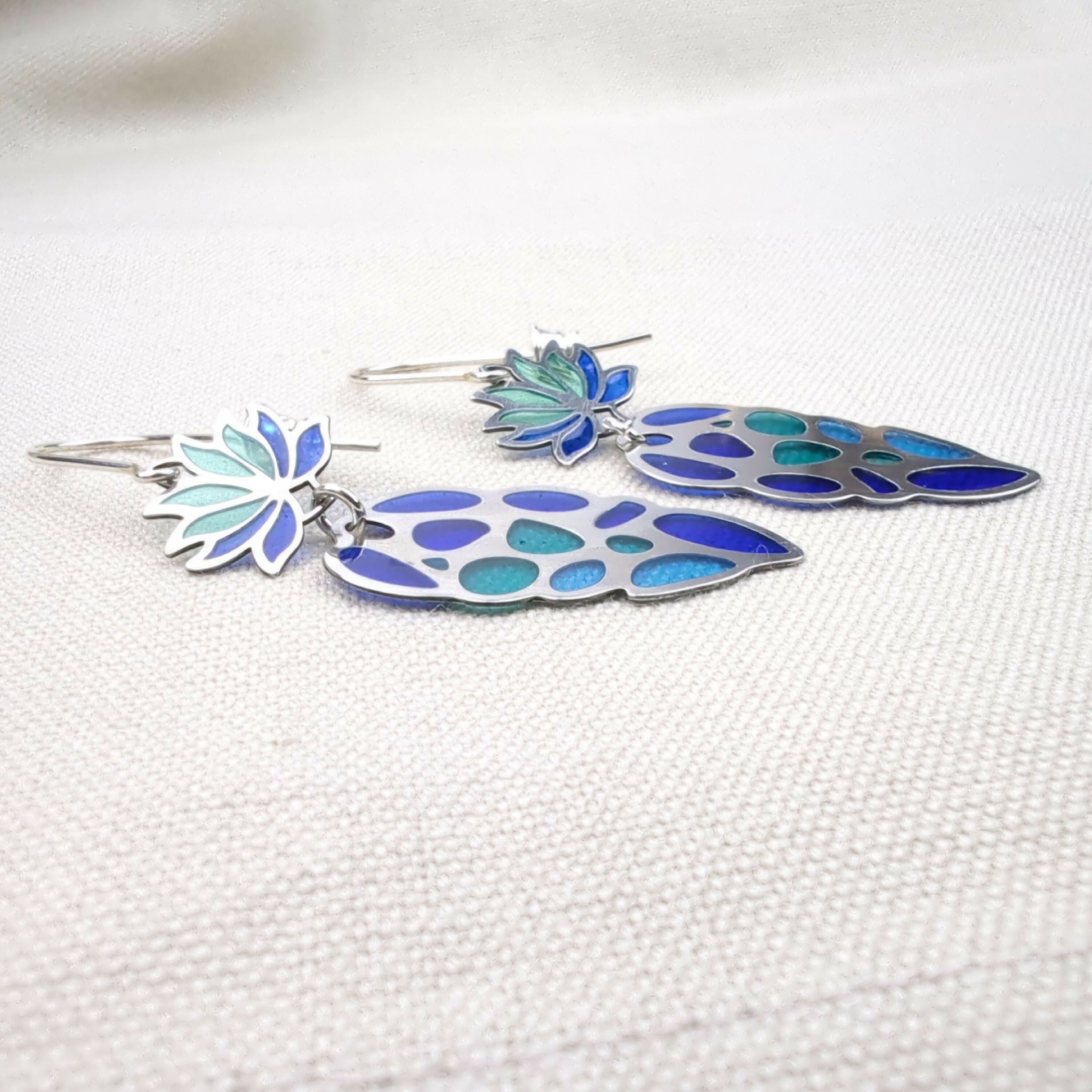 Boucles d’oreilles Tropicalia – Émail Plique-à-jour sur Argent | EMPREINTES Paris