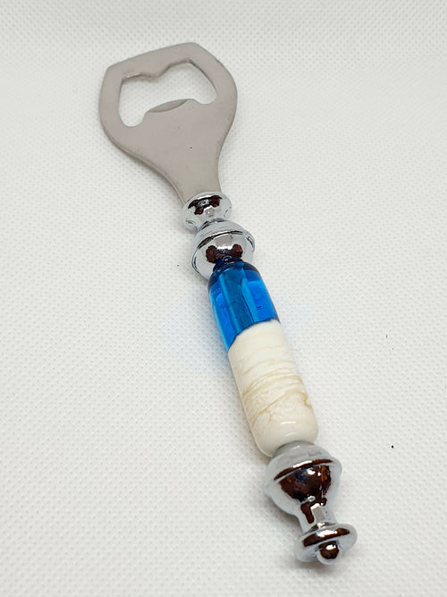 Décapsuleur en verre bleu turquoise et ivoire | EMPREINTES Paris - EMPREINTES Paris