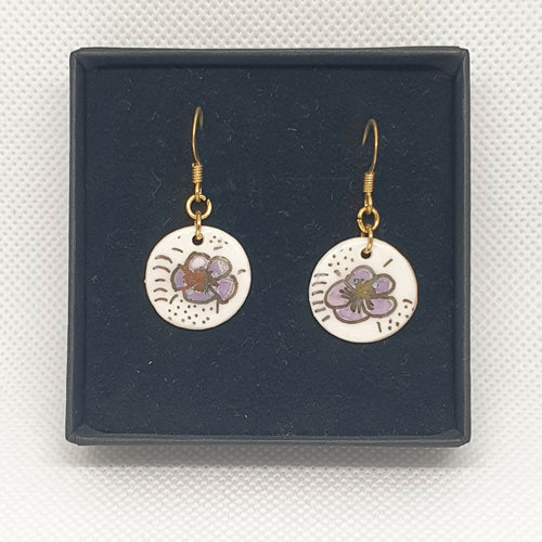 Boucles d'oreilles rondes en porcelaine motif fleurs | EMPREINTES Paris - EMPREINTES Paris