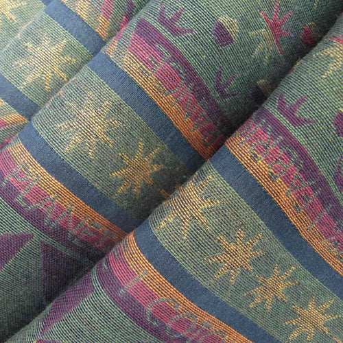 Écharpe midi coton soie multico kaki comète étoile | EMPREINTES Paris - EMPREINTES Paris