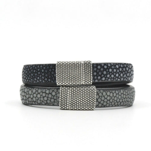bracelet_en_galuchat_gris_fermoir_grain_detain_sylvie_zarnowski copie | EMPREINTES Paris - EMPREINTES Paris