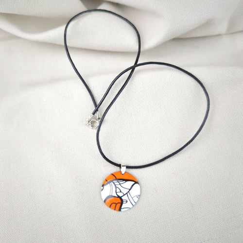 Collier Pop Art en émail sur cuivre - Orange | EMPREINTES Paris - EMPREINTES Paris