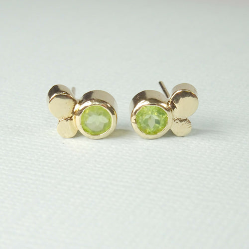 Boucles d'oreilles clous Trois bulles avec péridot - lumiss design copie | EMPREINTES Paris - EMPREINTES Paris