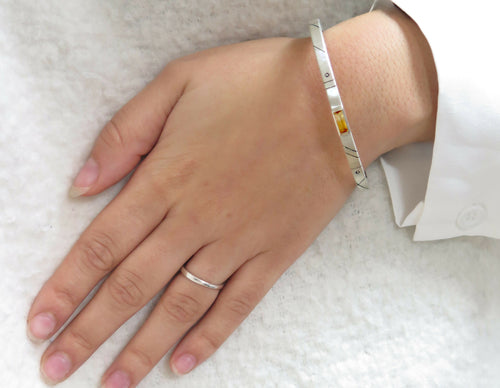 Bracelet jonc Argent et Citrine | EMPREINTES Paris - EMPREINTES Paris