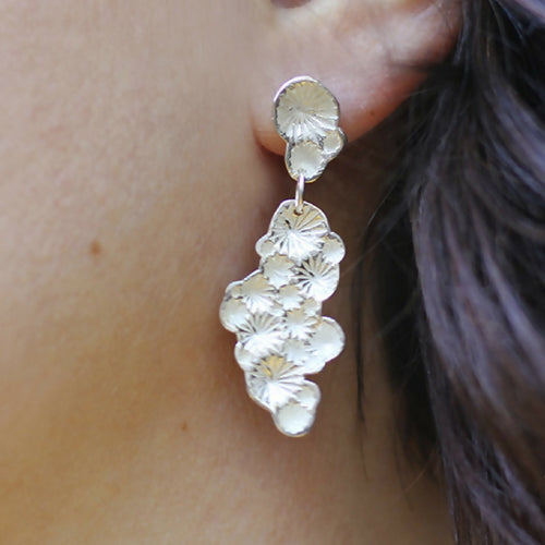 Boucles d’oreilles Corail en argent massif recyclé, forme chandelier | EMPREINTES Paris - EMPREINTES Paris