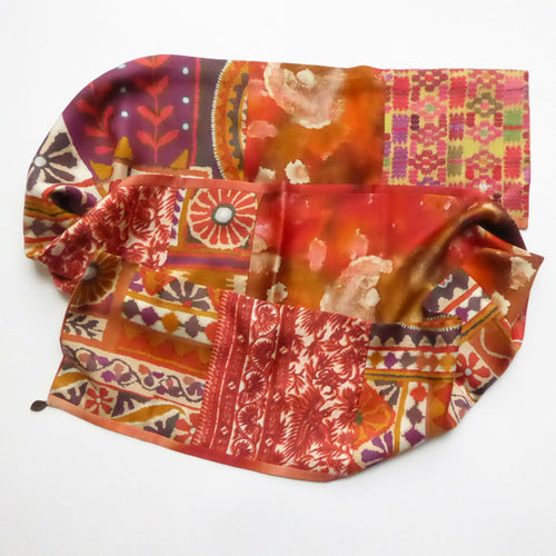 Echarpe soie, ethno chic orangé | EMPREINTES Paris - EMPREINTES Paris