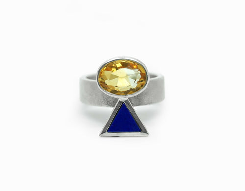 Bague Cairn Argent, Lapis lazuli et Citrine | EMPREINTES Paris - EMPREINTES Paris