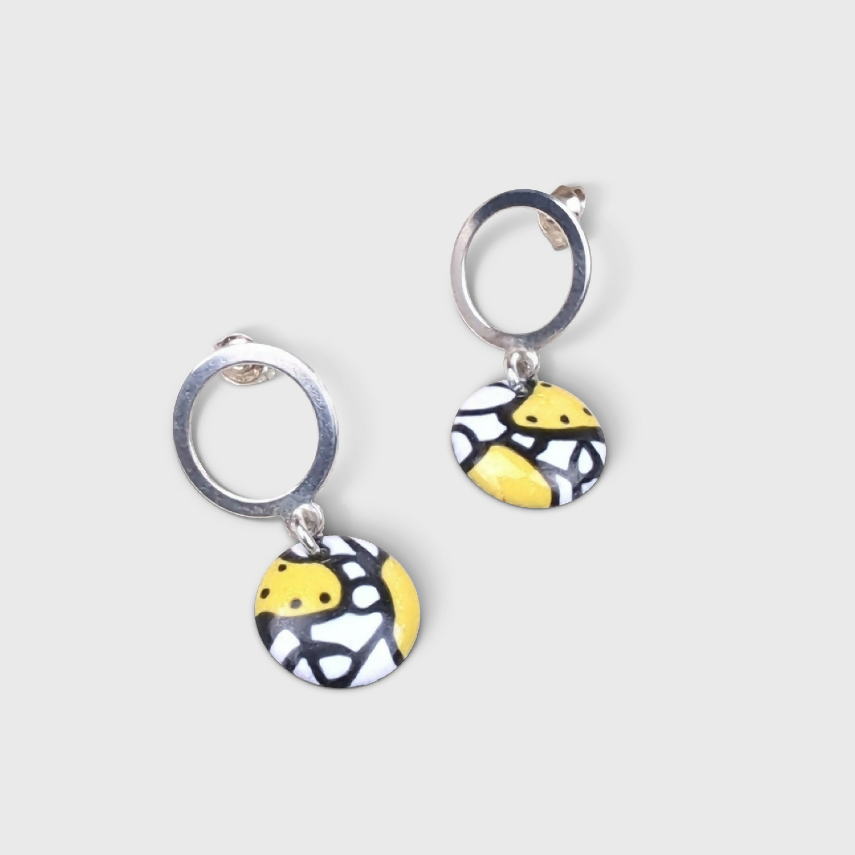 Puces d’oreilles Pop Art en Émail sur cuivre - Jaune | EMPREINTES Paris