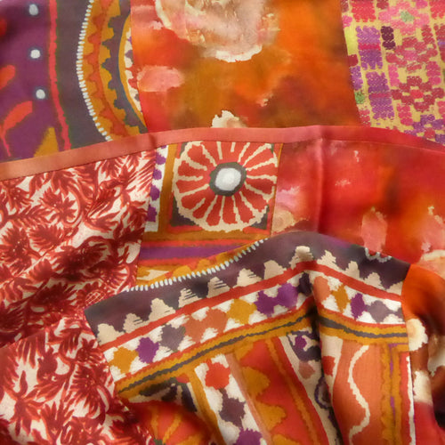 Echarpe soie, ethno chic orangé | EMPREINTES Paris - EMPREINTES Paris