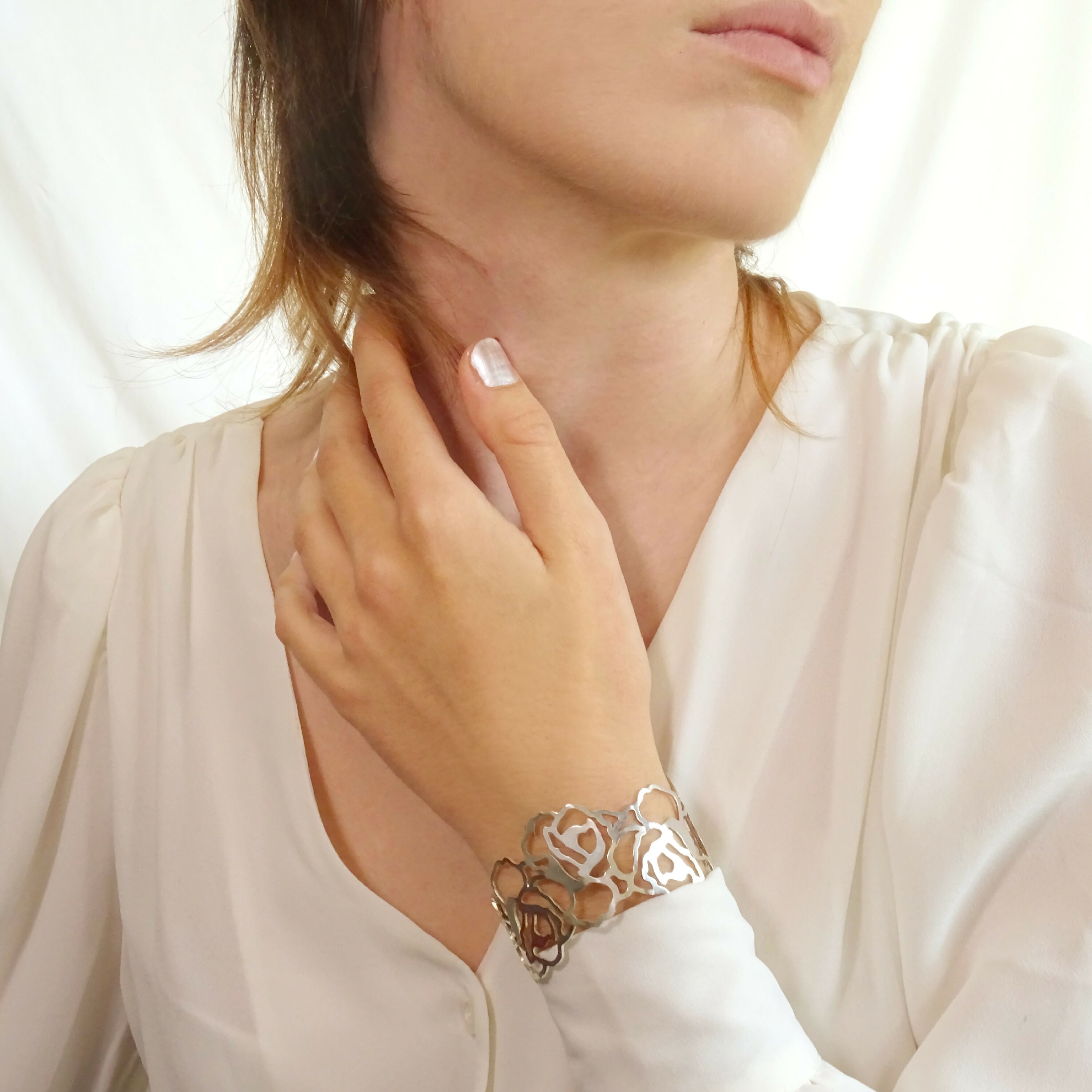 Bracelet argent ajouré floral Bouquet de roses | EMPREINTES Paris