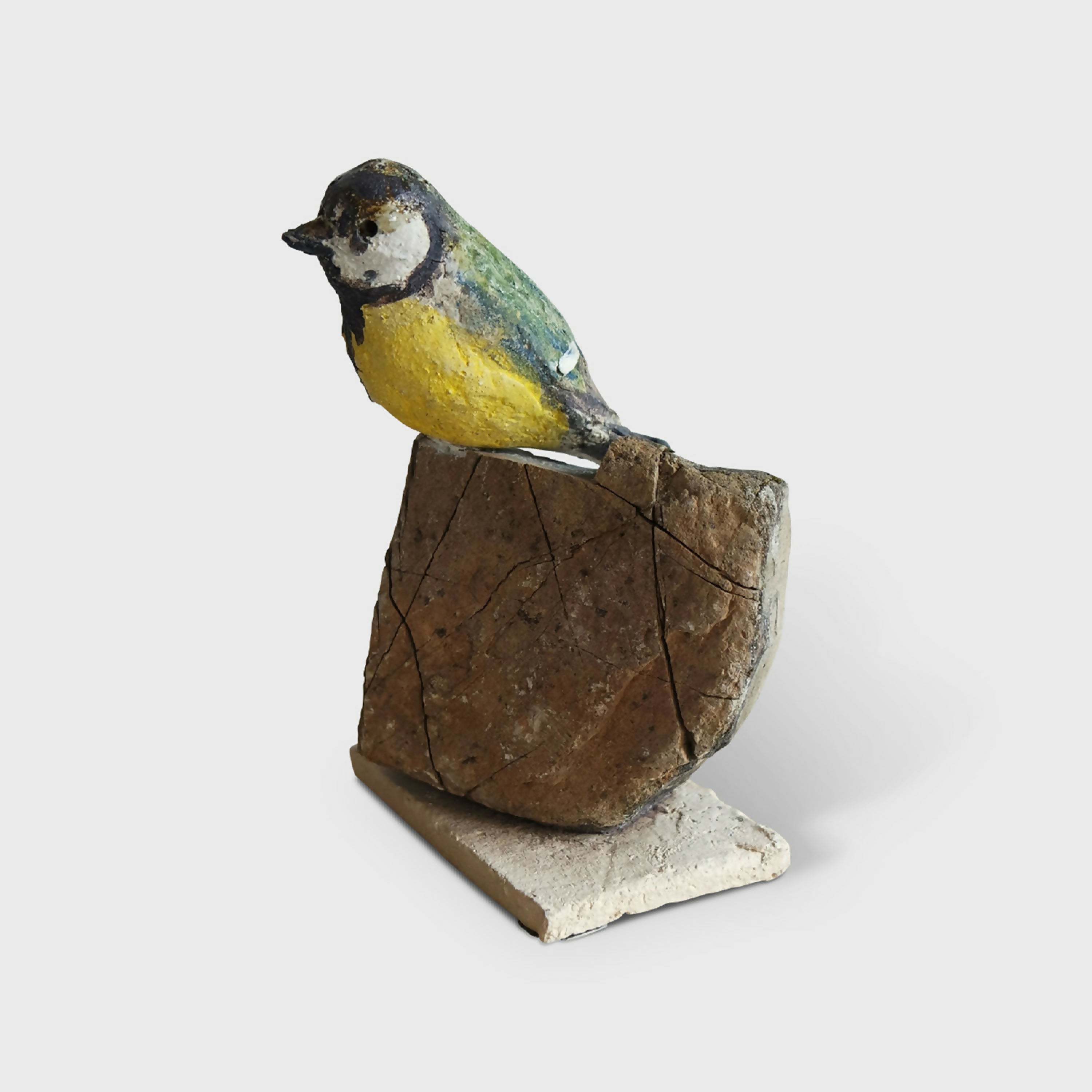 Sculpture Mésange charbonnière sur pierre | EMPREINTES Paris