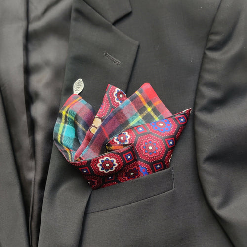 Pochette soie homme - check mosaiquerouge | EMPREINTES Paris - EMPREINTES Paris