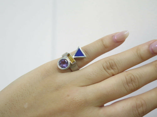 Bague Cairn Argent, Lapis Lazuli, Citrine et Améthyste | EMPREINTES Paris - EMPREINTES Paris