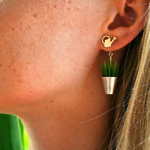 Boucles d'oreilles herbe arrosoir et abeille | EMPREINTES Paris - EMPREINTES Paris
