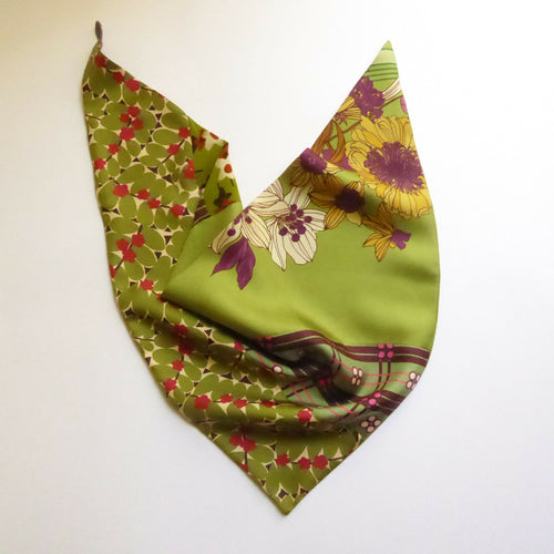 Foulard pointe soie- flower geometric green | EMPREINTES Paris - EMPREINTES Paris