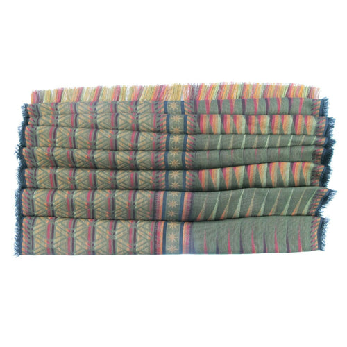 Écharpe midi coton soie multico kaki lune infini | EMPREINTES Paris - EMPREINTES Paris