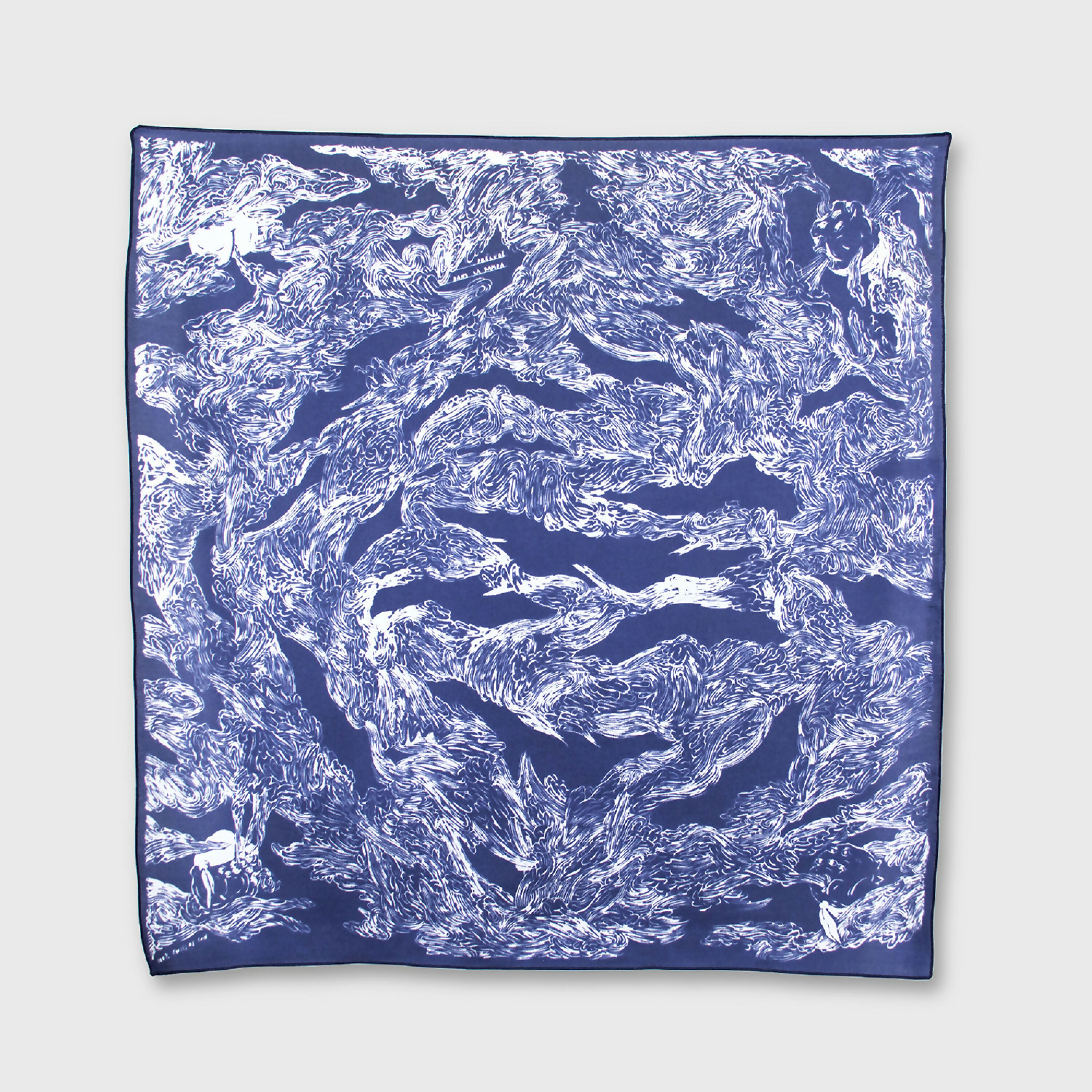 Bandana de Soie Bleu Mauvais Vents - prelude copie | EMPREINTES Paris