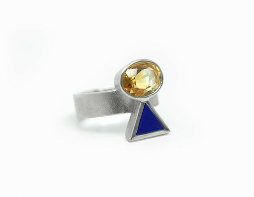 Bague Cairn Argent, Lapis lazuli et Citrine | EMPREINTES Paris - EMPREINTES Paris