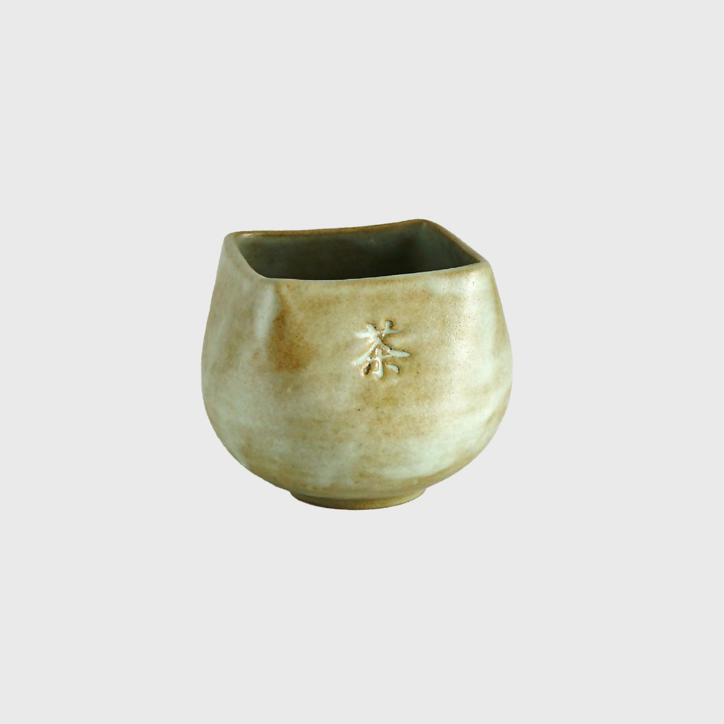Tasse en grès - vert pâle avec kanji 
