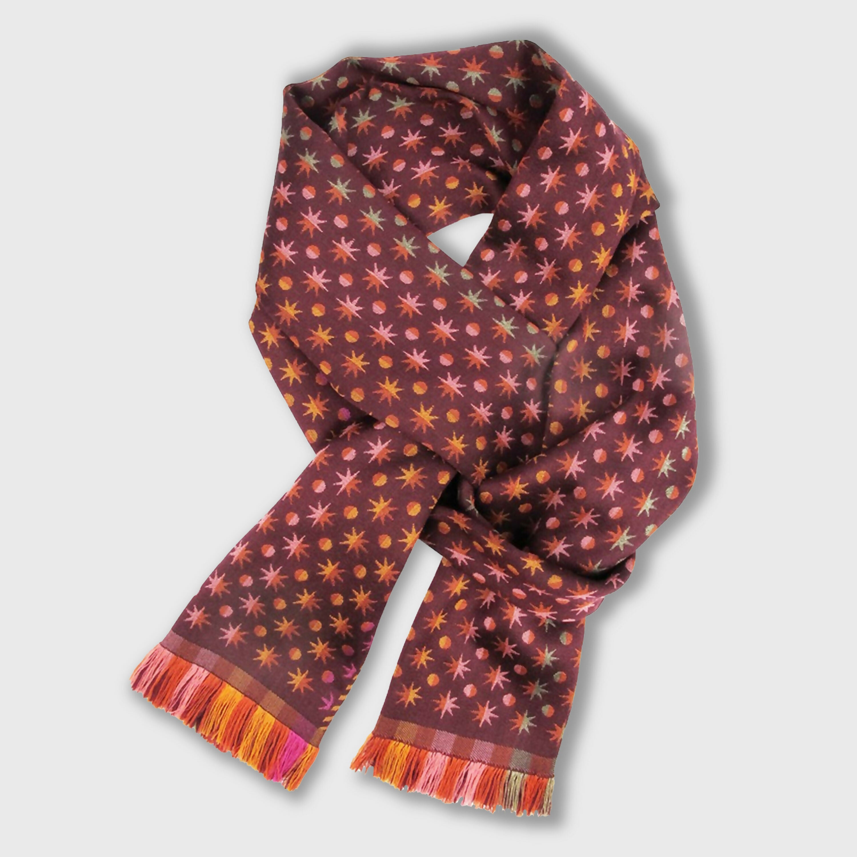 echarpe_etroite_laine_soie_multico_bourgogne_etoile_sophie_guyot_soieries copie | EMPREINTES Paris
