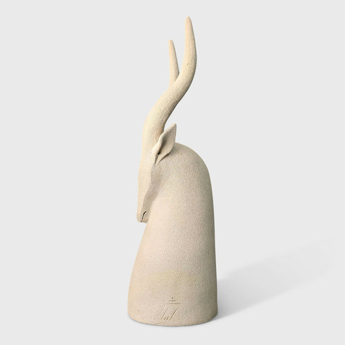 Sculpture Tête Gazelle Beige Clair | EMPREINTES Paris - EMPREINTES Paris