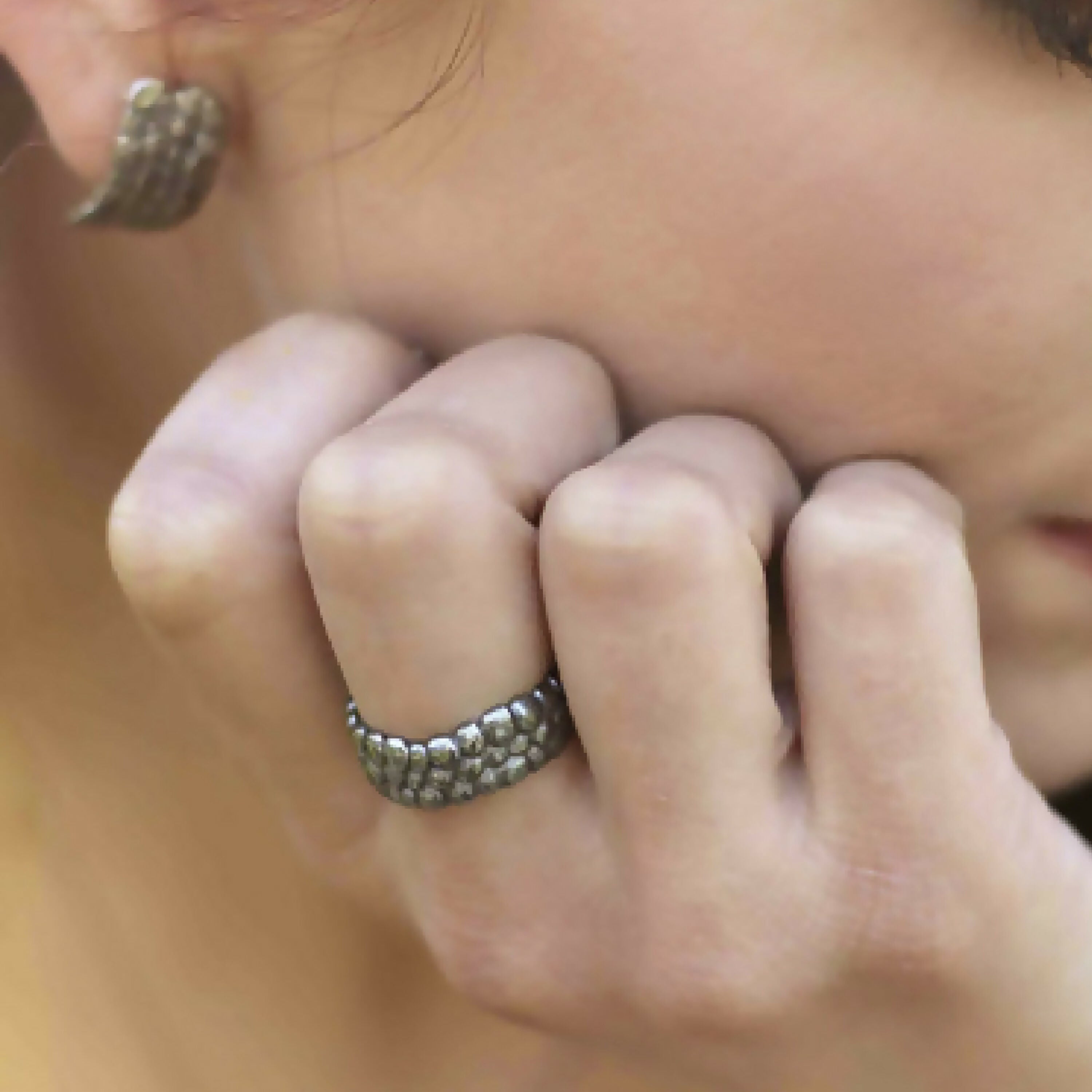 Anneau réglable simple, écaille en argent massif | EMPREINTES Paris