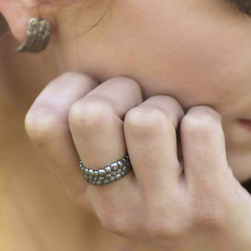 Anneau réglable simple, écaille en argent massif | EMPREINTES Paris - EMPREINTES Paris