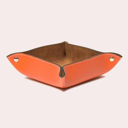 Vide-poche carré en cuir orange | EMPREINTES Paris - EMPREINTES Paris