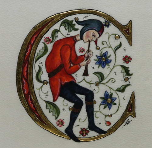 Enluminure Lettrine C (musicien) | EMPREINTES Paris - EMPREINTES Paris