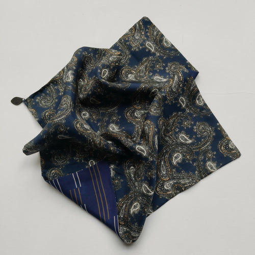 Pochette soie homme - cachemire stripe marine | EMPREINTES Paris - EMPREINTES Paris