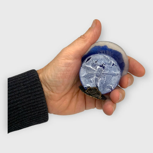 porte carte bleu, libellule art décoratif, cadeau decoration bleu, collection insecte, article de bureau, cadeau pour homme, piece unique createur, made in France | EMPREINTES Paris - EMPREINTES Paris