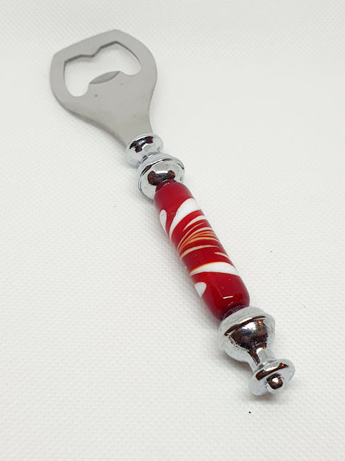 Décapsuleur en verre de Murano rouge et blanc | EMPREINTES Paris - EMPREINTES Paris