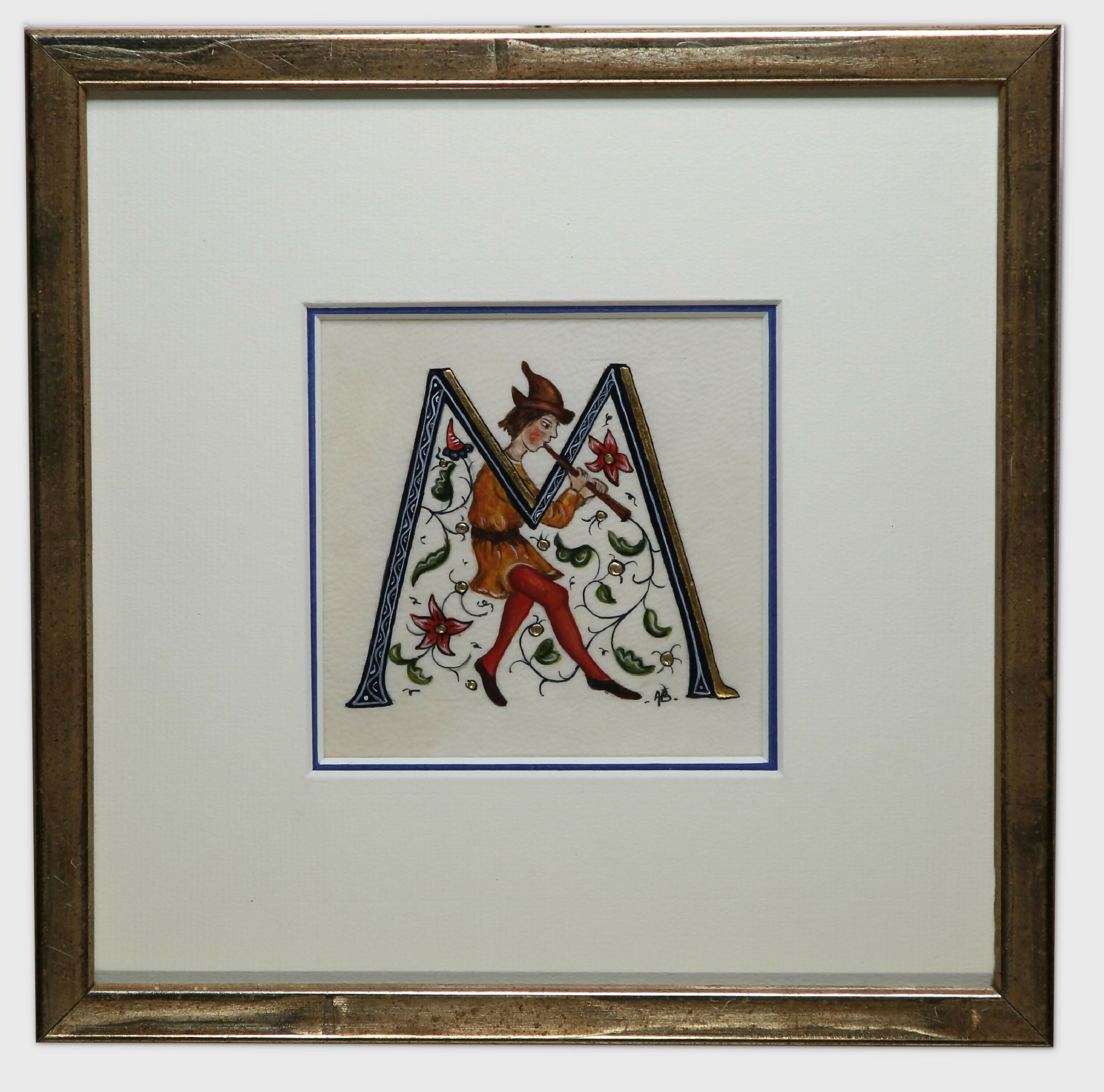 Enluminure Lettrine M (musicien) | EMPREINTES Paris