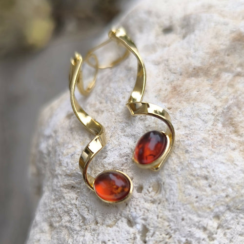 Boucles d'oreilles plaqué or et ambre | EMPREINTES Paris - EMPREINTES Paris