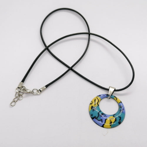 Pendentif Couleurs de Feux en émail sur cuivre bleu et jaune | EMPREINTES Paris - EMPREINTES Paris