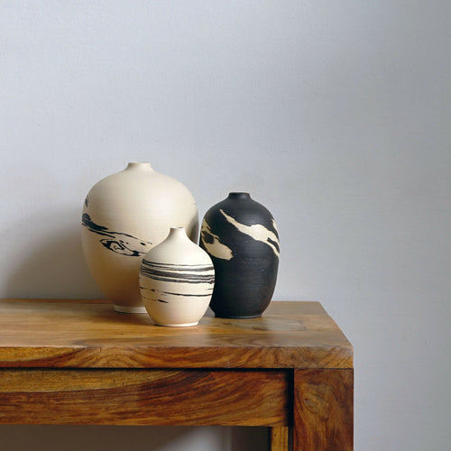Vase blanc et noir - série Nuages III | EMPREINTES Paris - EMPREINTES Paris
