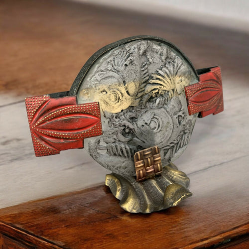 Japon, poisson, carpes koi, petite scultpture à poser, cadeau homme, Japonisant, orientale, rouge et noir, art décoratif, année 30, géometrique, pate de verre | EMPREINTES Paris - EMPREINTES Paris