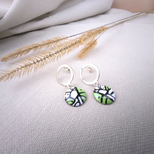 Puces d’oreilles Pop Art en Émail sur cuivre - Vert | EMPREINTES Paris - EMPREINTES Paris