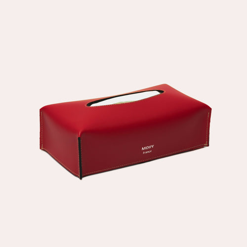 Boîte à mouchoirs Allos cuir Carmin | EMPREINTES Paris - EMPREINTES Paris