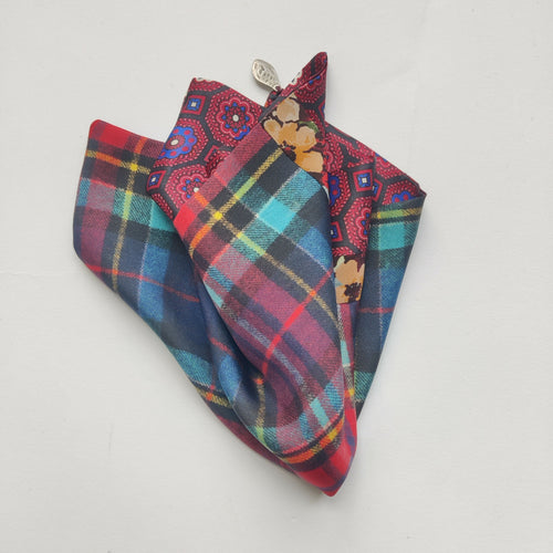 Pochette soie homme - check mosaiquerouge | EMPREINTES Paris - EMPREINTES Paris