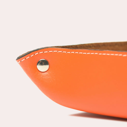 Vide-poche carré en cuir orange | EMPREINTES Paris - EMPREINTES Paris