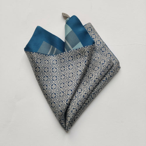 Pochette soie homme - check blue | EMPREINTES Paris - EMPREINTES Paris