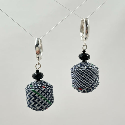 Boucles d'oreilles écossais bleu jean | EMPREINTES Paris - EMPREINTES Paris