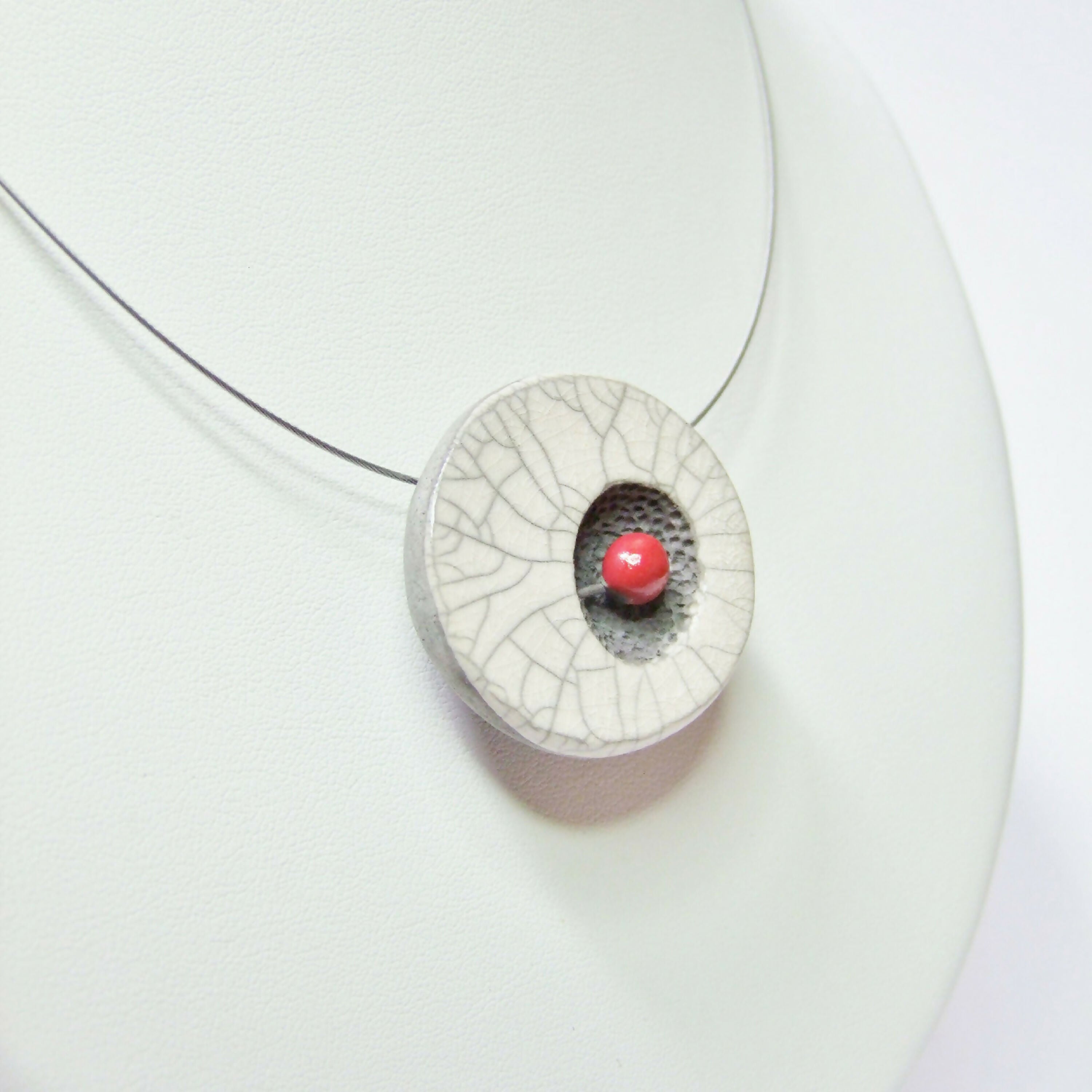 Collier Miro cratère blanc et rouge | EMPREINTES Paris