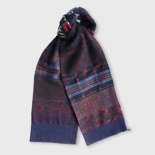 Écharpe hivernale homme- marine rouge | EMPREINTES Paris - EMPREINTES Paris