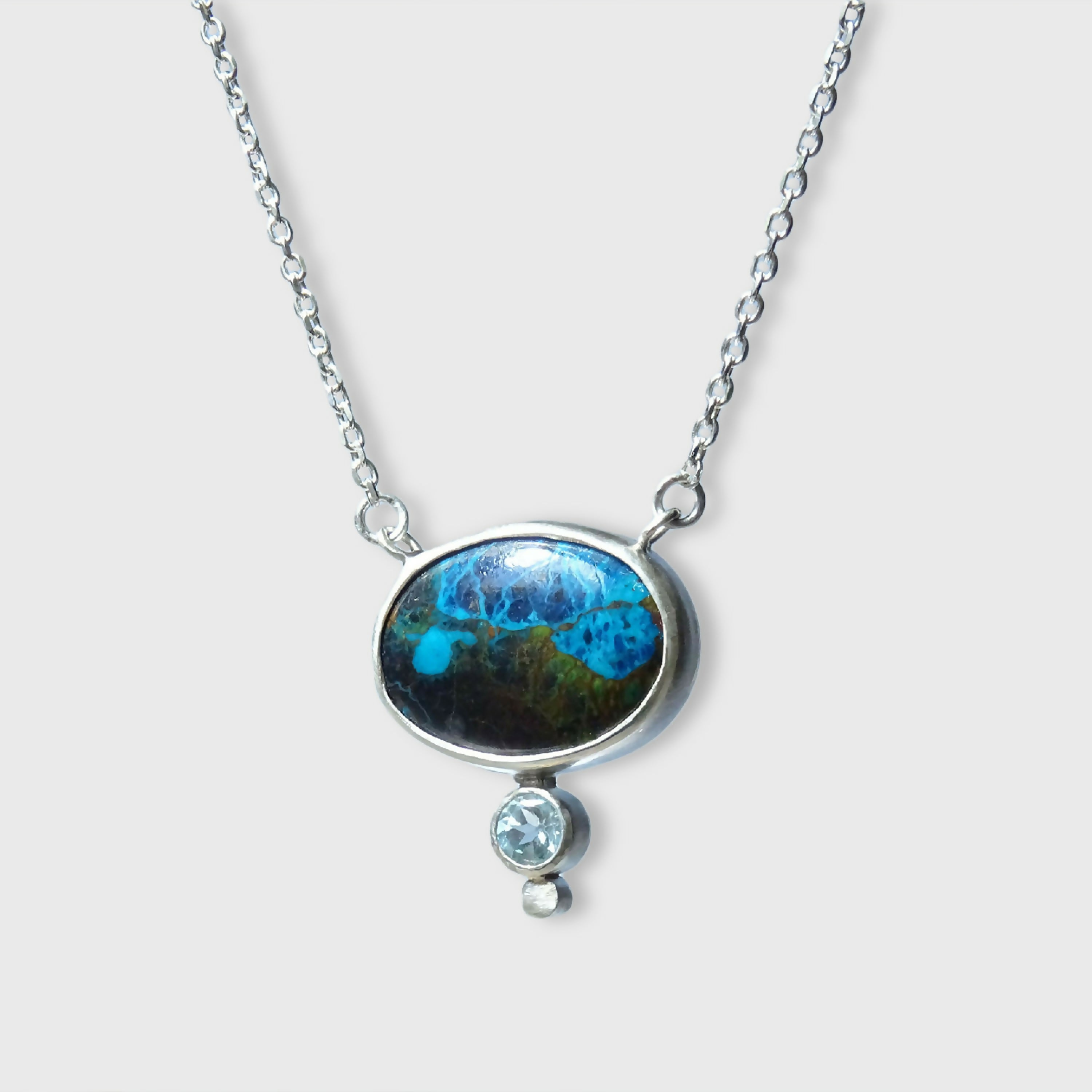 Pendentif Cascade en argent avec Chrysicolle Malachite et Topaze - lumiss design copie | EMPREINTES Paris