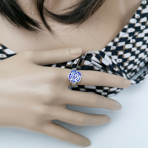 Bague La Rose en émail champlevé sur argent | EMPREINTES Paris - EMPREINTES Paris