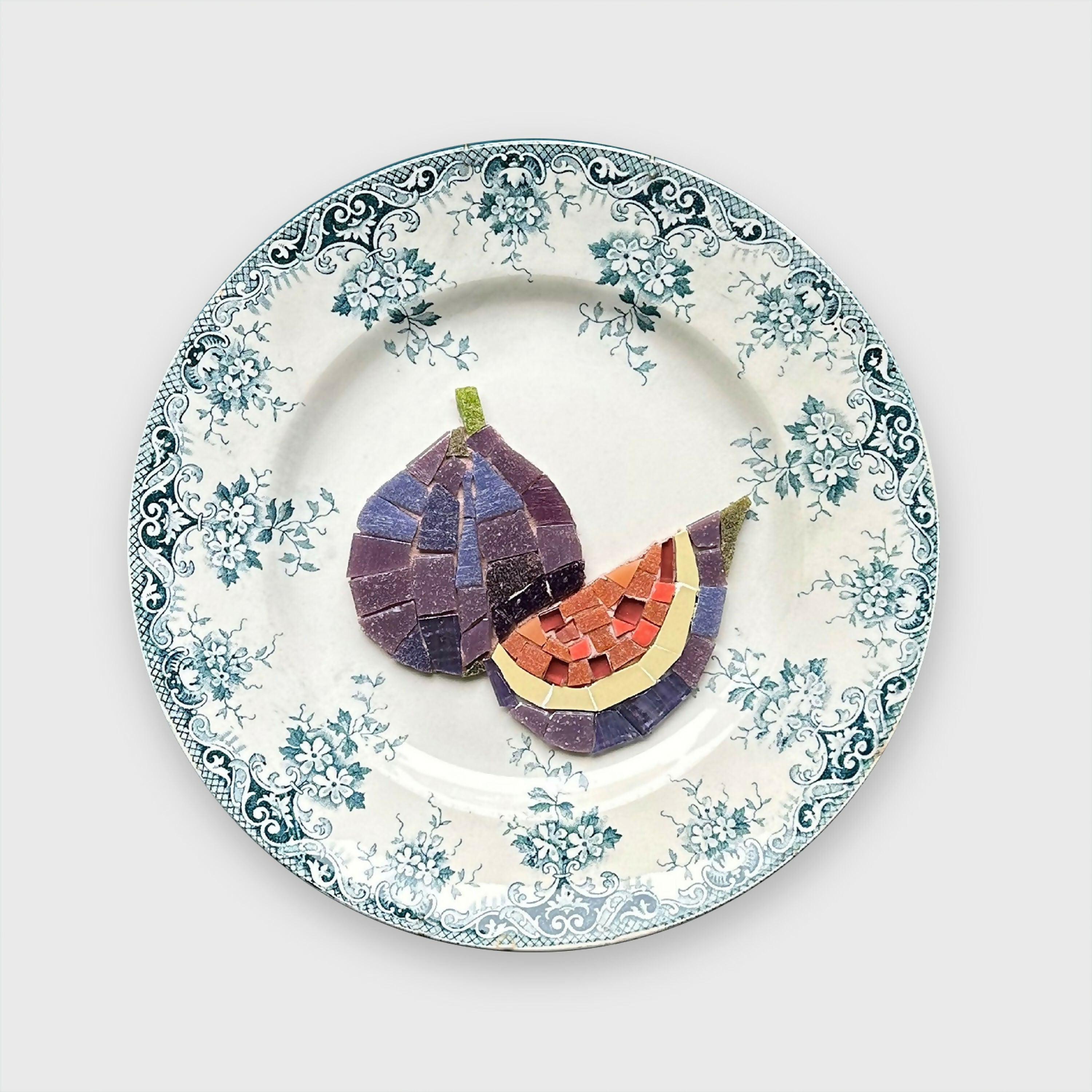 Assiette murale Figues dentelle bleue | EMPREINTES Paris