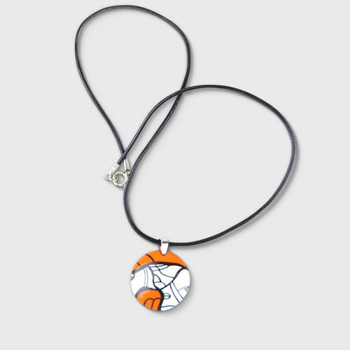 Collier Pop Art en émail sur cuivre - Orange | EMPREINTES Paris - EMPREINTES Paris