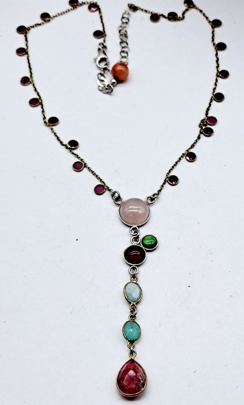 Collier argent rubis quartz rose | EMPREINTES Paris - EMPREINTES Paris